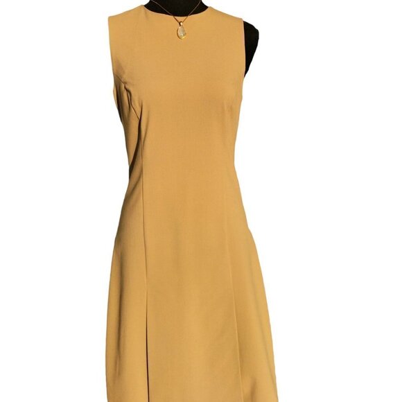 Mary Mc Fadden Dresses & Skirts - 3120) Mary Mc Fadden Sleeveless (Dark) Tan Pleated Sheath  Dress size 4